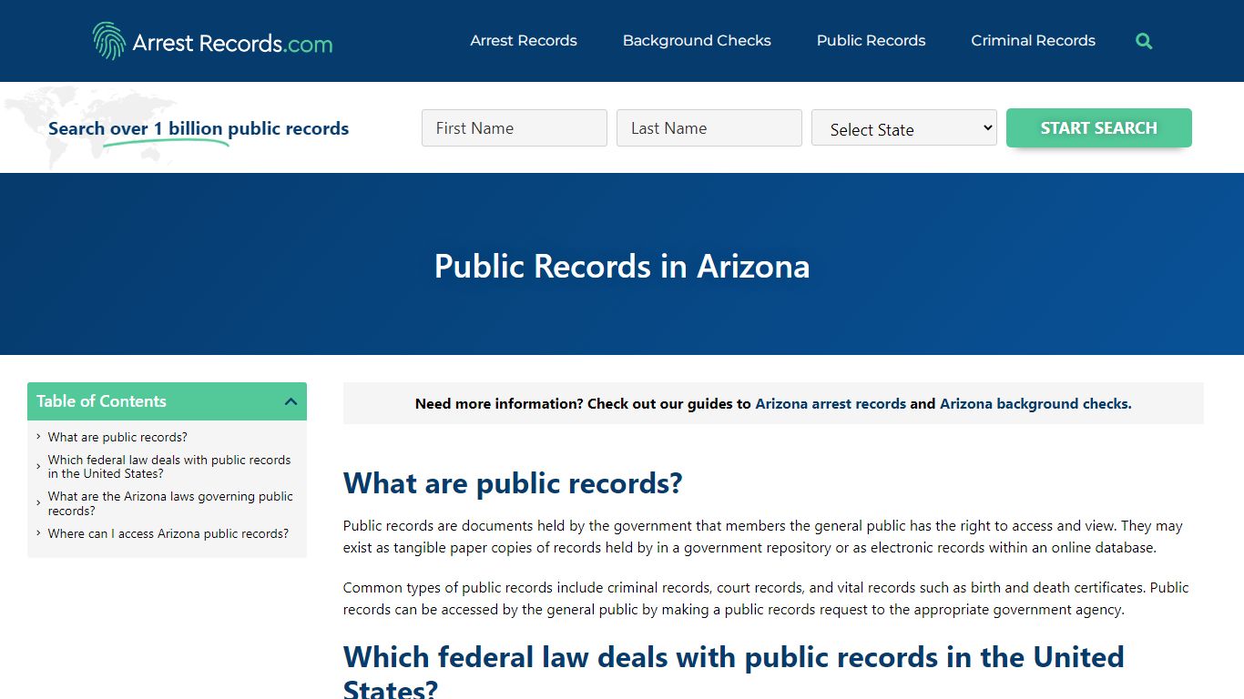 Arizona Public Records - Arrest Records.com
